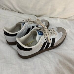 adidas Samba Sneakers in White, Black, and Gum